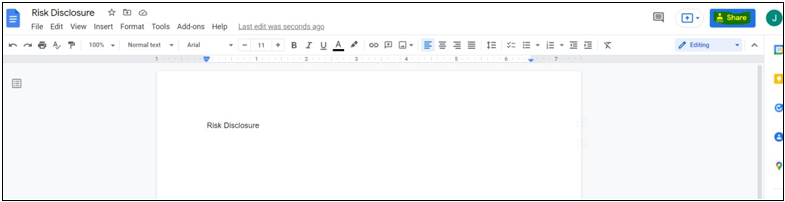 How Do I Create a Risk Disclosure in Google Documents?