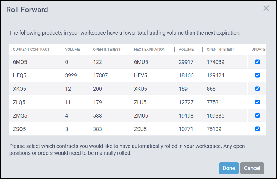 Contract Rollovers - Tradovate Web