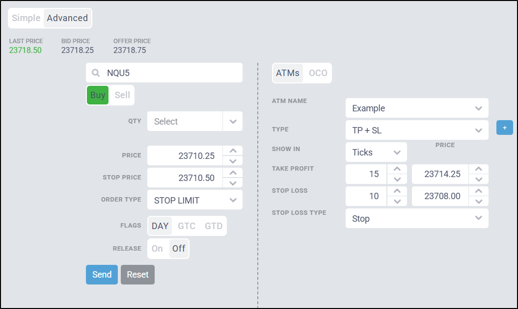Trading Module - Tradovate Web