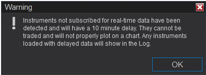 Warning: Instruments not subscribed for real-time data have been