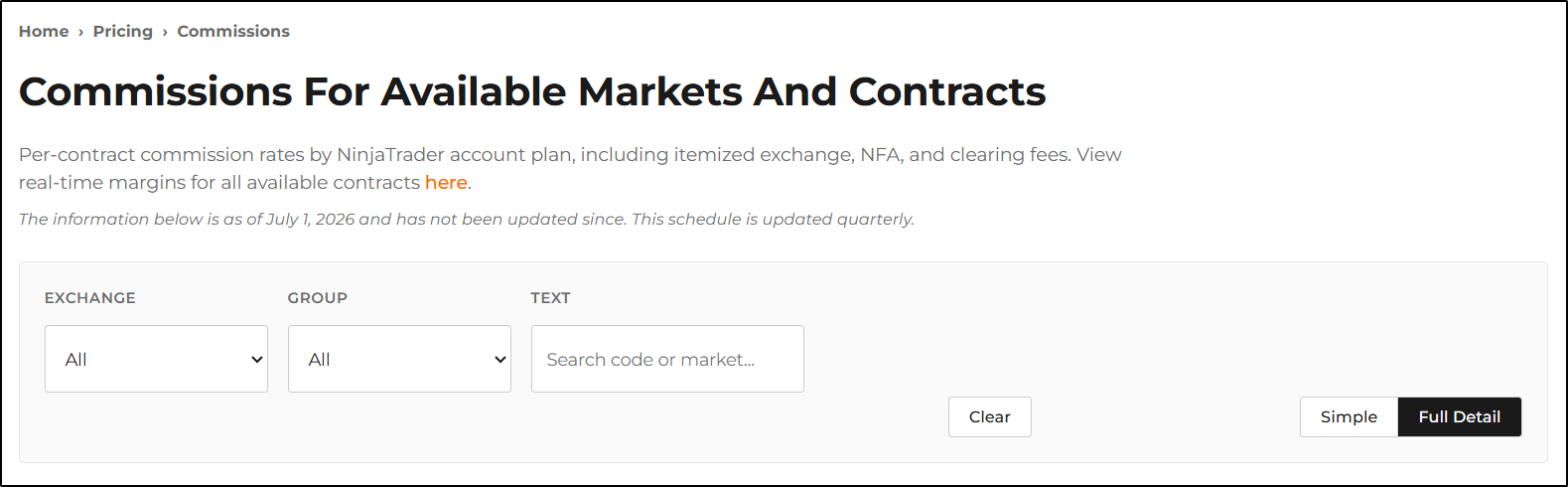 Commissions & Trading Fees